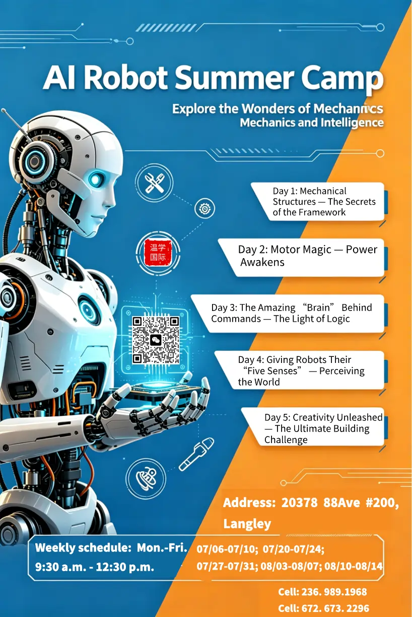 VanLearn AI robot summer camp flyer